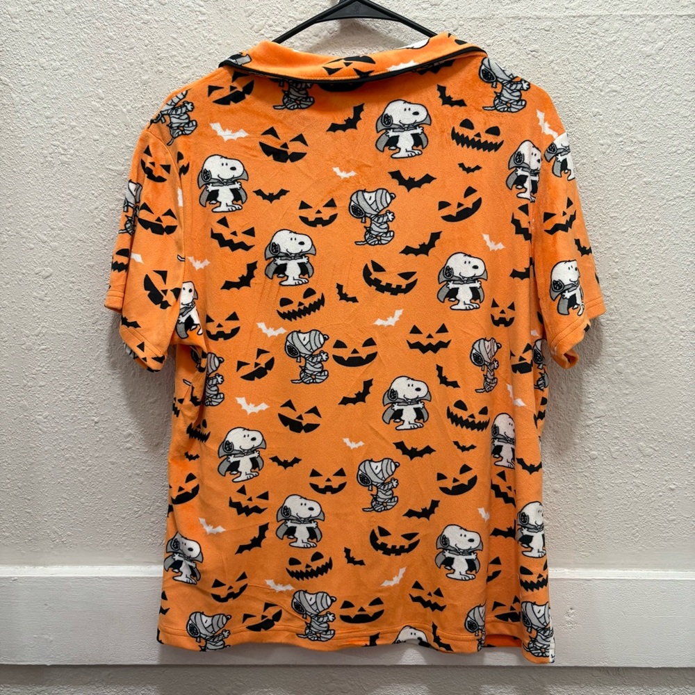 Munki Munki Peanuts Snoopy Halloween Button Down Pajama Top Size L - Picture 3 of 4